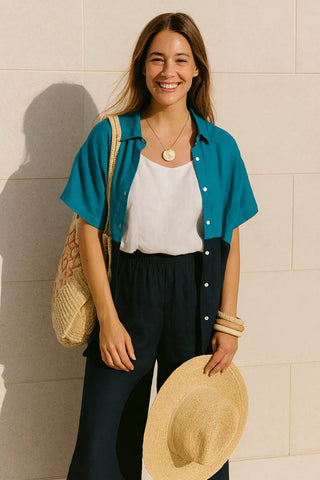 VIVA PURE NATURAL LINEN  COLOR BLOCK SHIRT P C Crafts