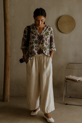 WAL PURE NATURAL LINEN VIVID ORNAMENTS SHIRT P C Crafts