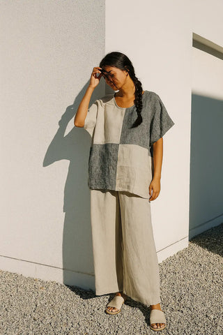 DAY PURE NATURAL LINEN PLEATED WAIST FLOOD PANTS P C Crafts