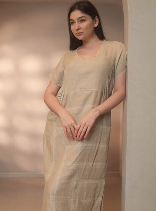 ORA PURE NATURAL LINEN PATCHWORK COMBO DRESS P C Crafts