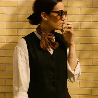 BELLA SHORT VEST PURE NATURAL LINEN JACKET P C Crafts