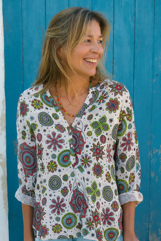 WAL PURE NATURAL LINEN VIVID ORNAMENTS SHIRT P C Crafts