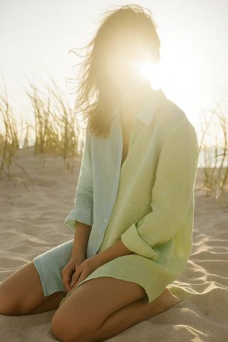 NARLA PURE NATURAL LINEN COLOR BLOCK CLASSIC SHIRT P C Crafts