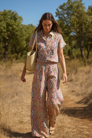 IVY PURE NATURAL LINEN COLORWAVE ABSTRACT Co-ord SET P C Crafts