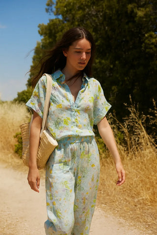 IVY PURE NATURAL LINEN FLUTTERING BLOOMS  SHIRT P C Crafts