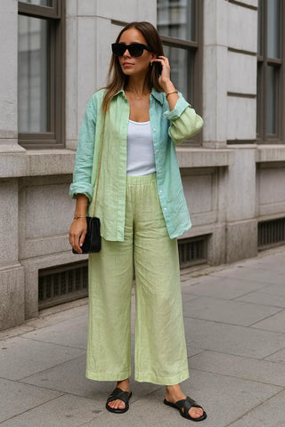 NARLA PURE NATURAL LINEN COLOR BLOCK CO-ORD SET P C Crafts