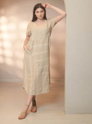 ORA PURE NATURAL LINEN PATCHWORK COMBO DRESS P C Crafts