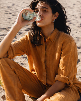ALICE Mustard Linen Co-Ord Set for Women | Premium Natural Linen Matching Set | FABULOUS! Linen