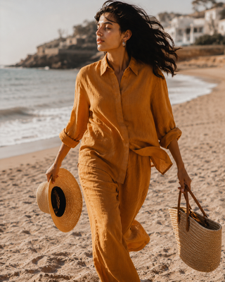 ALICE Mustard Linen Shirt for Women | Premium Pure Linen Classic Shirt | FABULOUS! Linen