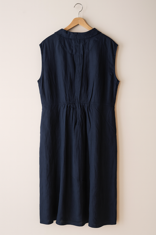 Premium Navy Linen Dress | Breathable Summer Luxury Wear | FABULOUS!