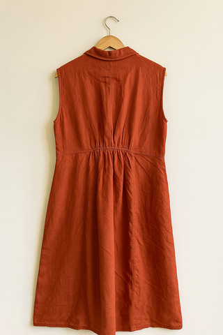 Premium Natural Linen Dress – Pure Linen. Pure Comfort. Pure Luxury - Ana Dress-Rust