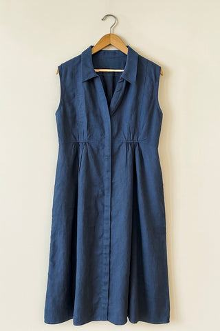 Premium Navy Linen Dress | Breathable Summer Luxury Wear | FABULOUS!