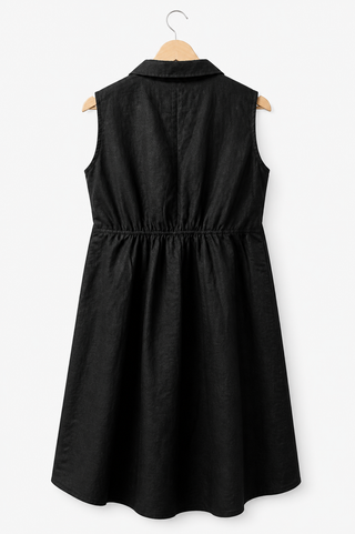 ANA Premium Linen Dress – Black | Elegant Sleeveless Linen Dress for Women | FABULOUS! Linen
