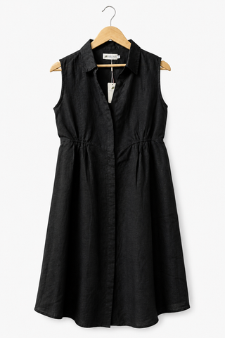 ANA Premium Linen Dress – Black | Elegant Sleeveless Linen Dress for Women | FABULOUS! Linen