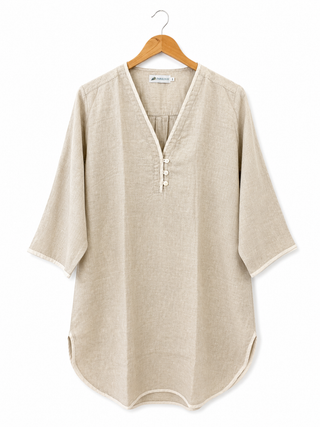 ANGELA Sand Beige Linen Dress for Women | Premium Washed & Pre-Shrunk Pure Linen Dress | FABULOUS! Linen