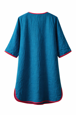 Teal Blue Linen Dress for Women | Premium Linen Summer Dress India