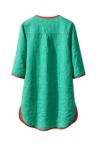 Mediterranean Green Linen Dress for Women | Premium Linen Summer Dress India