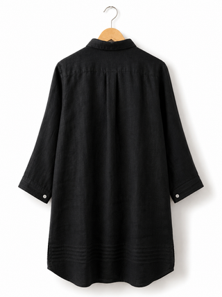 ARIA Black Premium Washed Linen Shirt Dress | FABULOUS! Linen