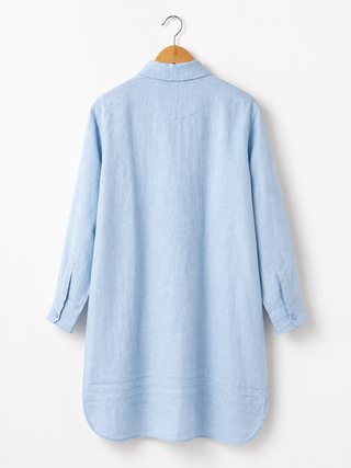 ARIA Sky Blue Premium Washed Linen Dress | Luxury Natural Linen Shirt Dress for Women | FABULOUS! Linen