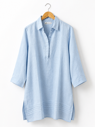 ARIA Sky Blue Premium Washed Linen Dress | Luxury Natural Linen Shirt Dress for Women | FABULOUS! Linen