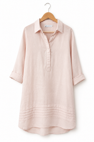 ARIA Peach Oyster Linen Dress for Women | Premium Washed & Pre-Shrunk Pure Linen Dress | FABULOUS! Linen