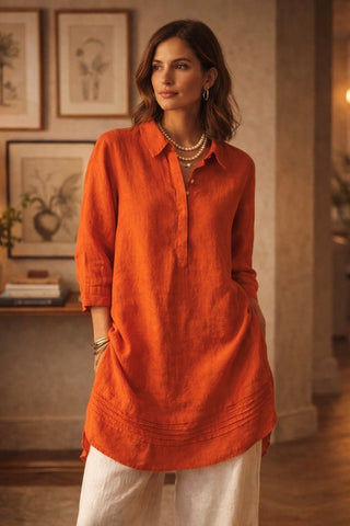 Orange Premium Linen Dresses for Women — Effortless Luxury for India & Global Summers-Aria Dress
