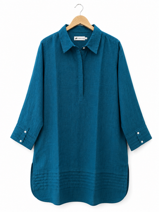 ARIA Teal Blue Linen Dress for Women | Premium Washed & Pre-Shrunk Pure Linen Dress | FABULOUS! Linen
