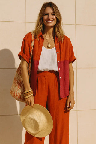 VIVA PURE NATURAL LINEN COLOR BLOCK SHIRT P C Crafts