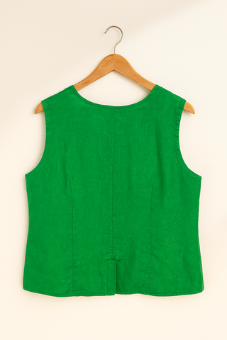 BELLA Green Pure Linen Vest for Women | FABULOUS! Linen