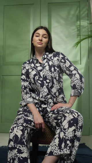 ESME  PURE NATURAL LINEN AZURE GARDEN SHIRT P C Crafts