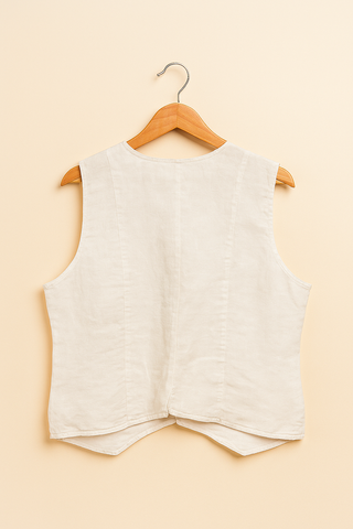 BELLA White Pure Natural Linen Vest with Covered Placket | FABULOUS! Linen