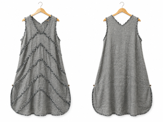 CHEVRON Graphite Premium Washed Linen Dress | Luxury Natural Linen Midi Dress for Women | FABULOUS! Linen