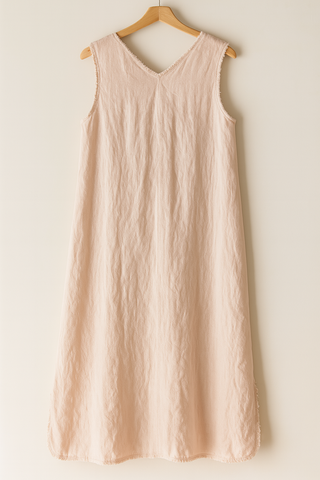 Oyster Peach Linen Dress for Women | CHEVRON Premium Linen Summer Dress India