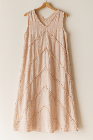 Oyster Peach Linen Dress for Women | CHEVRON Premium Linen Summer Dress India