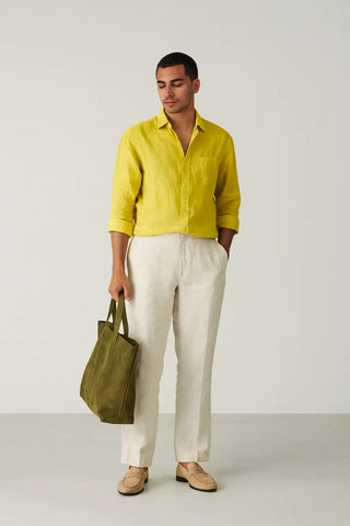 Francesco Men Natural Linen Yellow Shirt P C Crafts