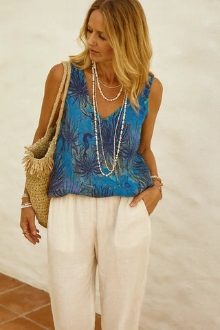 ALMA PURE NATURE LINEN  PALM PETALS TANK TOP P C Crafts