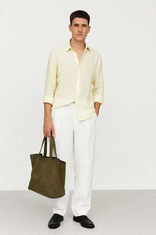 Francesco Men Natural Linen Soft Pale Yellow Shirt P C Crafts