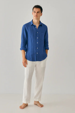 Francesco Men Natural Linen Soft Space Blue Shirt P C Crafts