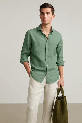 Francesco Men Natural Linen Soft Fern Green Shirt P C Crafts