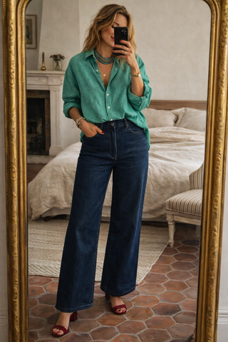 NARLA Mediterranean Green Pure Natural Linen Shirt – Timeless Luxury Essential