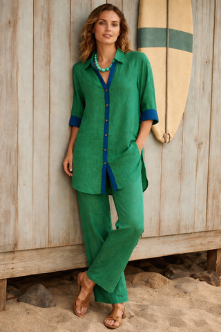 LIORA PURE NATURAL LINEN SOLID COLOR CO-ORD SET