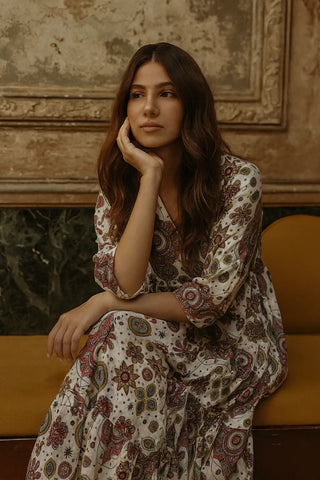 DORA PURE NATURAL LINEN VIVID ORNAMENTS DRESS P C Crafts