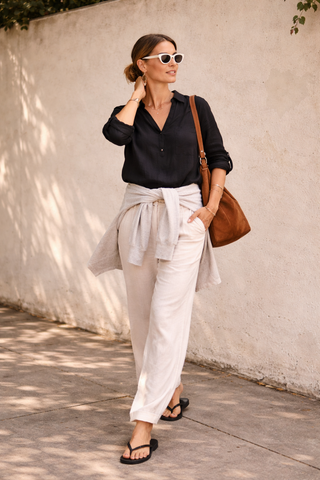 Narla Premium Natural Linen Classic Shirt | Sustainable Handmade Linen by P C Crafts