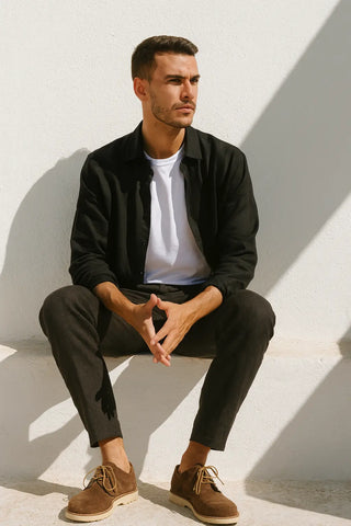 RIVIERA Men Linen Shirt Black — Where Mediterranean Elegance Meets Modern Menswear P C Crafts