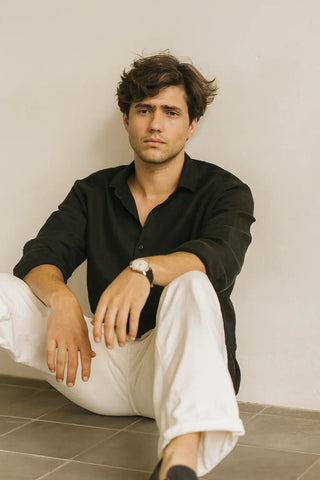 RIVIERA Men Linen Shirt Black — Where Mediterranean Elegance Meets Modern Menswear P C Crafts