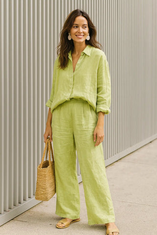 DAY PURE NATURAL LINEN PLEATED WAIST FLOOD PANTS P C Crafts