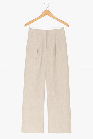 DAY PURE NATURAL LINEN PLEATED WAIST FLOOD PANTS P C Crafts