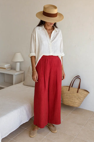 DAY PURE NATURAL LINEN PLEATED WAIST FLOOD PANTS P C Crafts