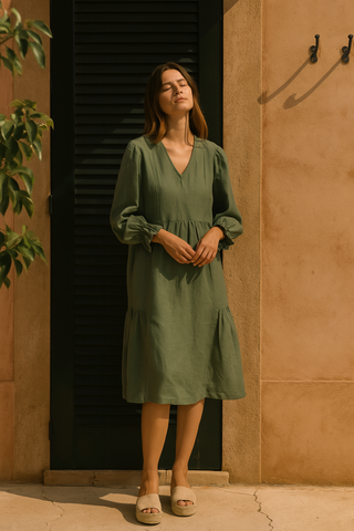 FLOUNCE Linen Dress – Refined Femininity in Pure Linen