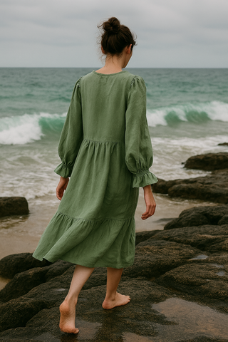 FLOUNCE Linen Dress – Refined Femininity in Pure Linen